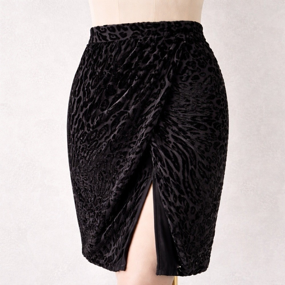 Altuzarra‎ Italy Velvet Burnout Animal Print Ruched Draped Skirt IT 44 US 12